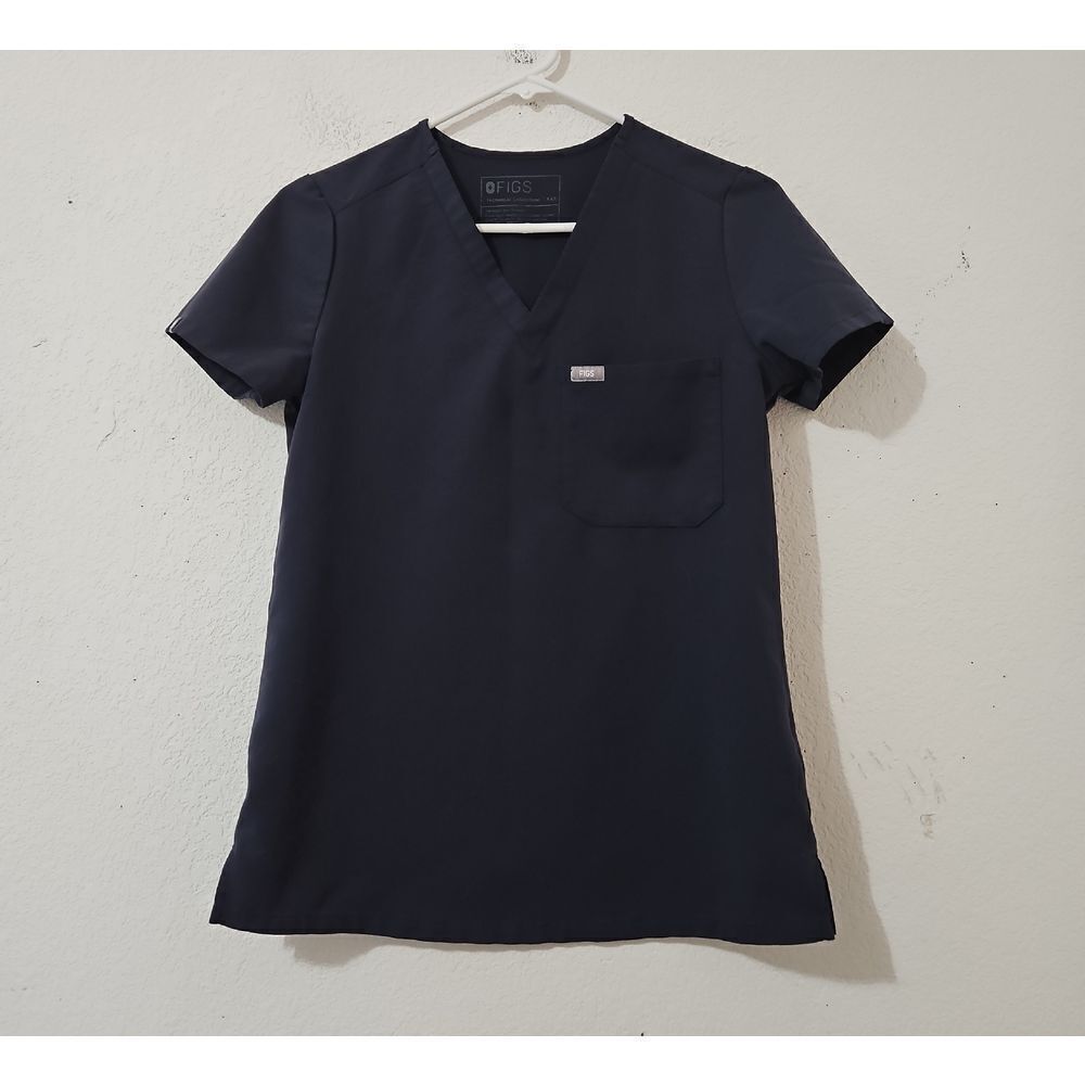 FIGS Catarina Scrub Top - Dark Space Grey Sz XXS